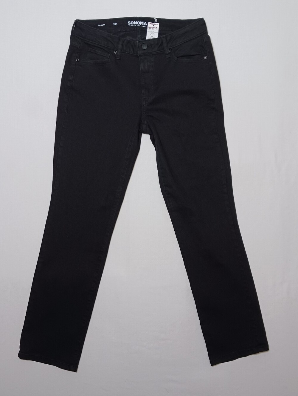 Sonoma Womens Mid Rise Straight Stretch Jeans 10R Black Denim 31X30 NWT